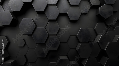 black hexagon abstract background photo