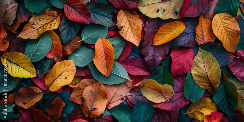 full frame background consisting of pile of multicolored autumn leaves placed one on another full frame background consisting of pile of multicolored autumn leaves placed one on another