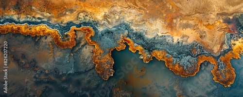 Aerial drone view of the colours and textures of Lake Dimboola