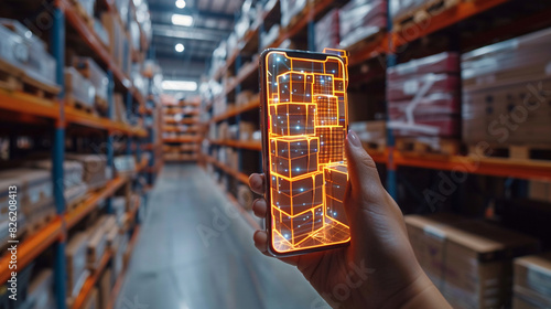 Revolutionising supply chains, a smart warehouse system utilizes AR to streamline package picking and delivery, showcasing the future of logistics.