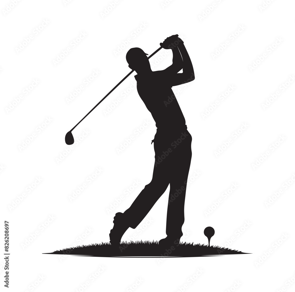 Fototapeta premium Golf player and icon silhouettes illustration set