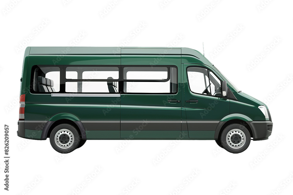 Green minivan side view on transparent background Green minivan side view on transparent background