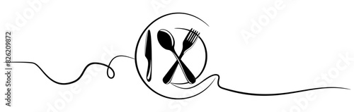 Line art cutlery for a food day