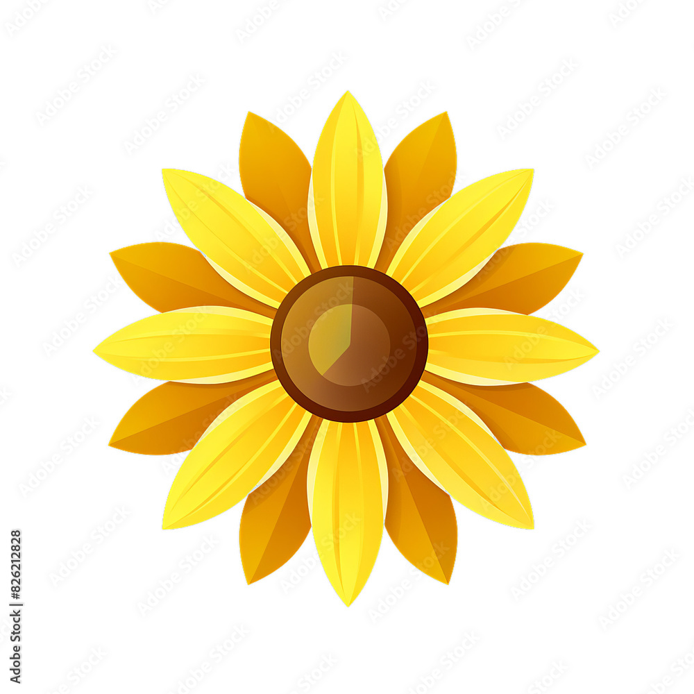 A vibrant sunflower illustration radiating bright yellow petals with a brown center, perfect for spring and summer-themed designs. A vibrant sunflower illustration radiating bright yellow petals with a brown center, perfect for spring and summer-themed designs.