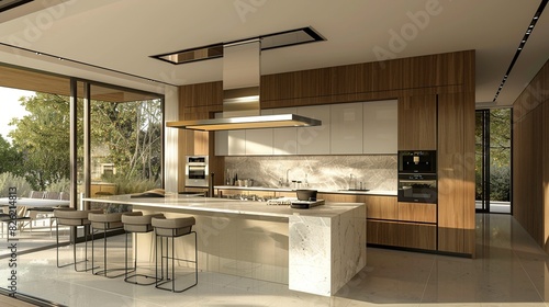 Modern kitchen with state-of-the-art appliances and a large island   © Pro