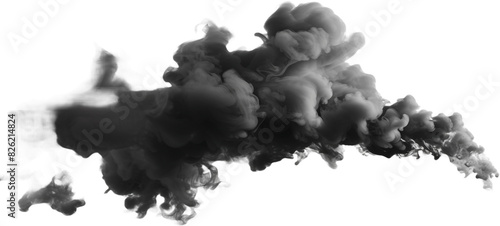 black solid smoke isolated on transparent background