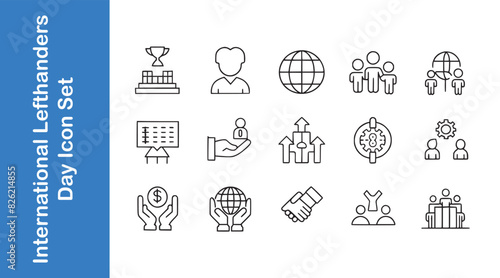 International youth day line icon set with vector collections.