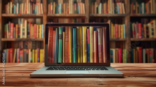 The Laptop with Digital Books photo