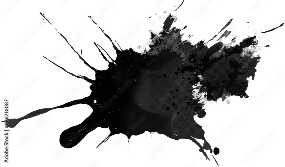 black splat ink isolated on transparent background black splat ink isolated on transparent background