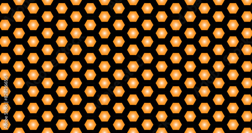 Abstract seamless pattern design, hexagon pattern design, honey bee house, glowing