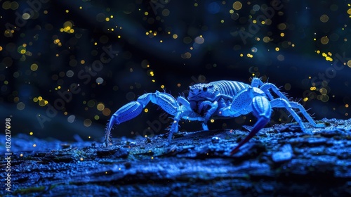 A scorpion hunting at night. 