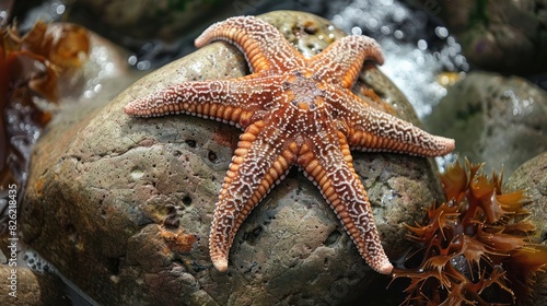 A starfish clinging to a rock. 