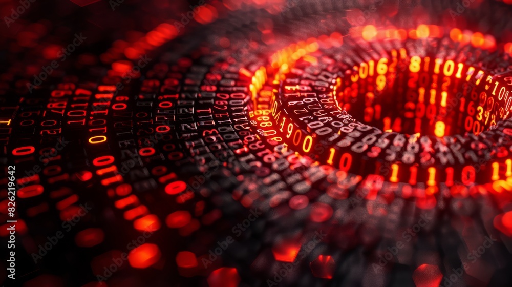 Red Binary Code Swirling Pattern Red Binary Code Swirling Pattern
