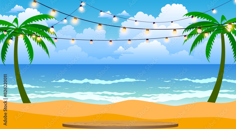 Fototapeta premium colorful hanging light for the party on the beach 