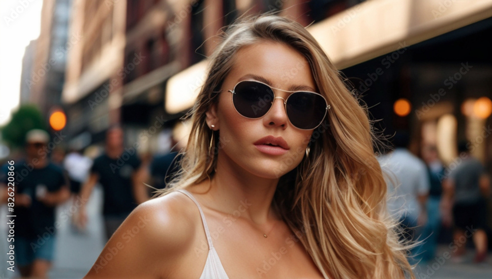 Portrait of the beautiful young woman on the street, 2020s era fashion, urban street style. Portrait of the beautiful young woman on the street, 2020s era fashion, urban street style.