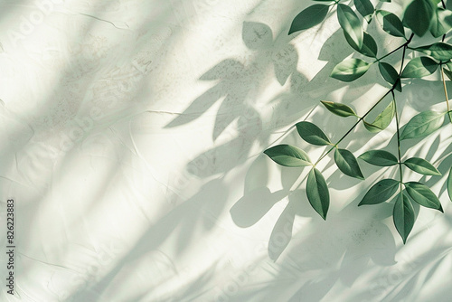 A leafy green plant casts a shadow on a white background