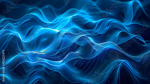 Design a captivating abstract background characterized by intricate blue wave elements