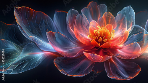 Stunning abstract flower design, blending bright colors and delicate lines, offering a visually appealing and artistic look.