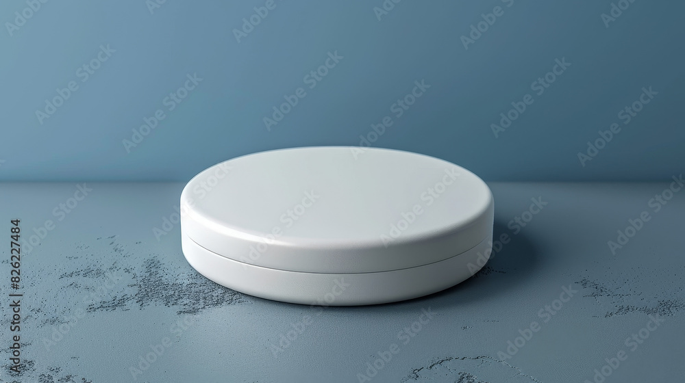 A white object is sitting on a blue surface A white object is sitting on a blue surface