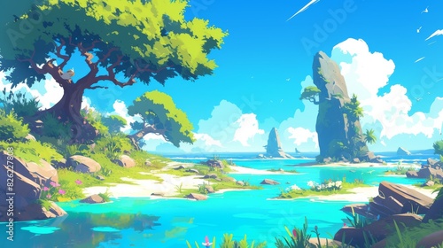 Dreamy Beach and Tree Scenes in Summer