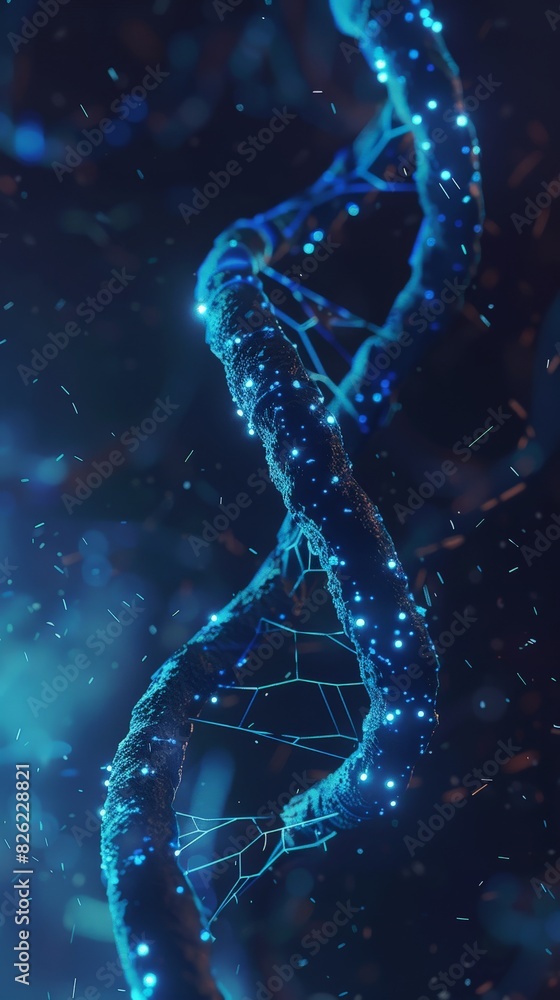 A blue and white DNA strand with a blue and white background A blue and white DNA strand with a blue and white background