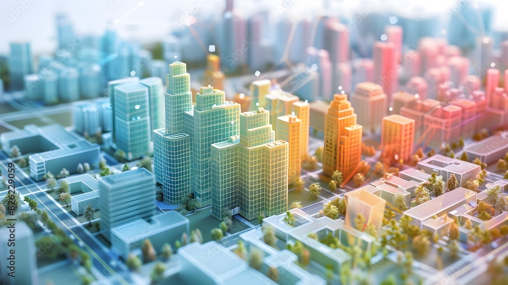Obraz premium A digital twin of a city used for urban planning and simulation, generative AI