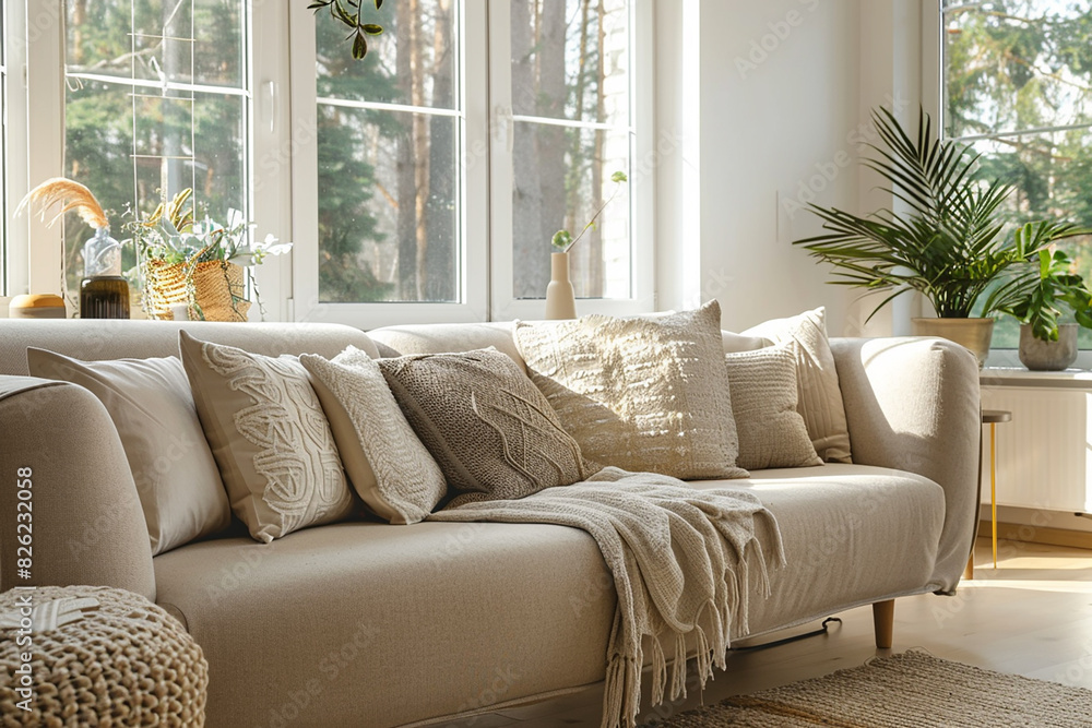 White interior design with sofa generated.AI White interior design with sofa generated.AI