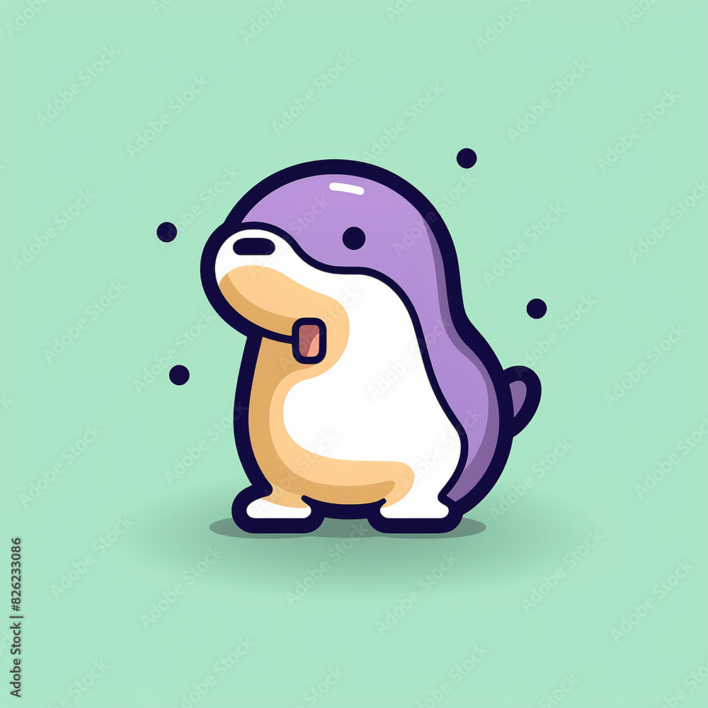 Fototapeta premium Pogo-Sticking_Platypus_Modern_Line_Icon_Vector_Line_A