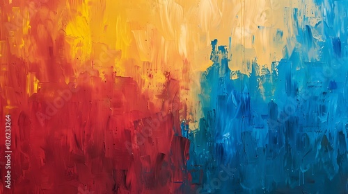 A vivid spectrum of red, blue, and yellow shades interplay in a captivating background, exuding warmth and vibrancy.