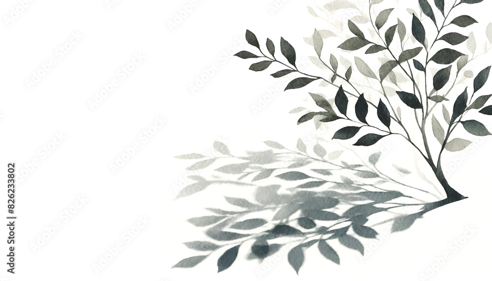 Watercolor Illustration of Tree Leaves Shadows Watercolor Illustration of Tree Leaves Shadows