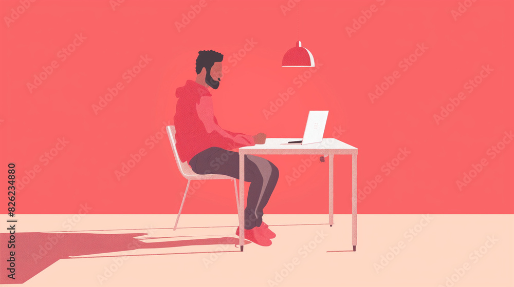 man sitting at the table and working on a laptop man sitting at the table and working on a laptop
