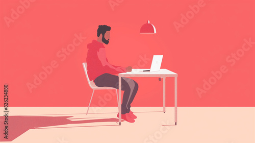 man sitting at the table and working on a laptop