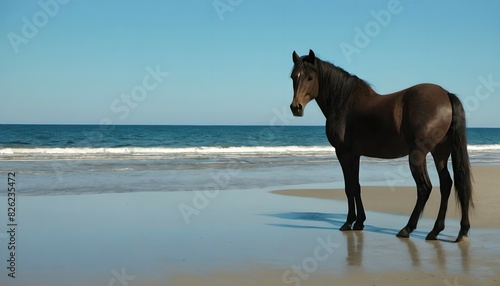 海岸に佇む馬