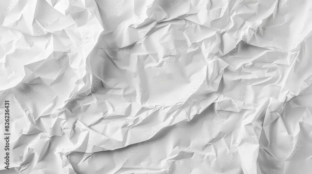 A white piece of paper with a lot of wrinkles and creases A white piece of paper with a lot of wrinkles and creases