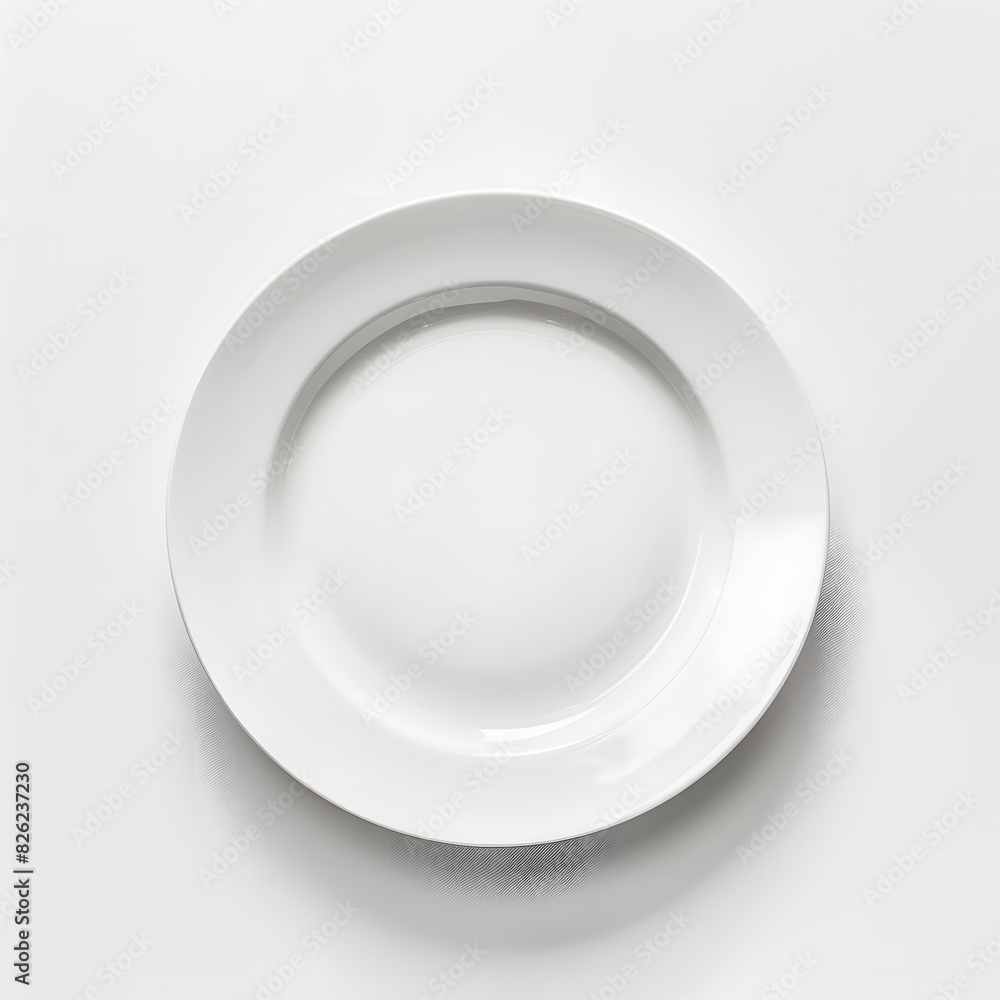Empty white plate top view mock up isolated on a white background Empty white plate top view mock up isolated on a white background