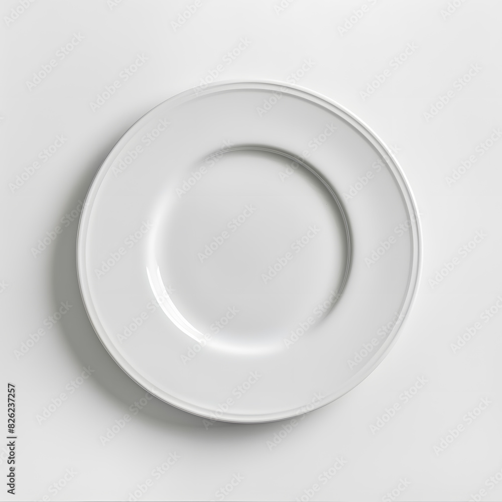 Empty white plate top view mock up isolated on a white background Empty white plate top view mock up isolated on a white background