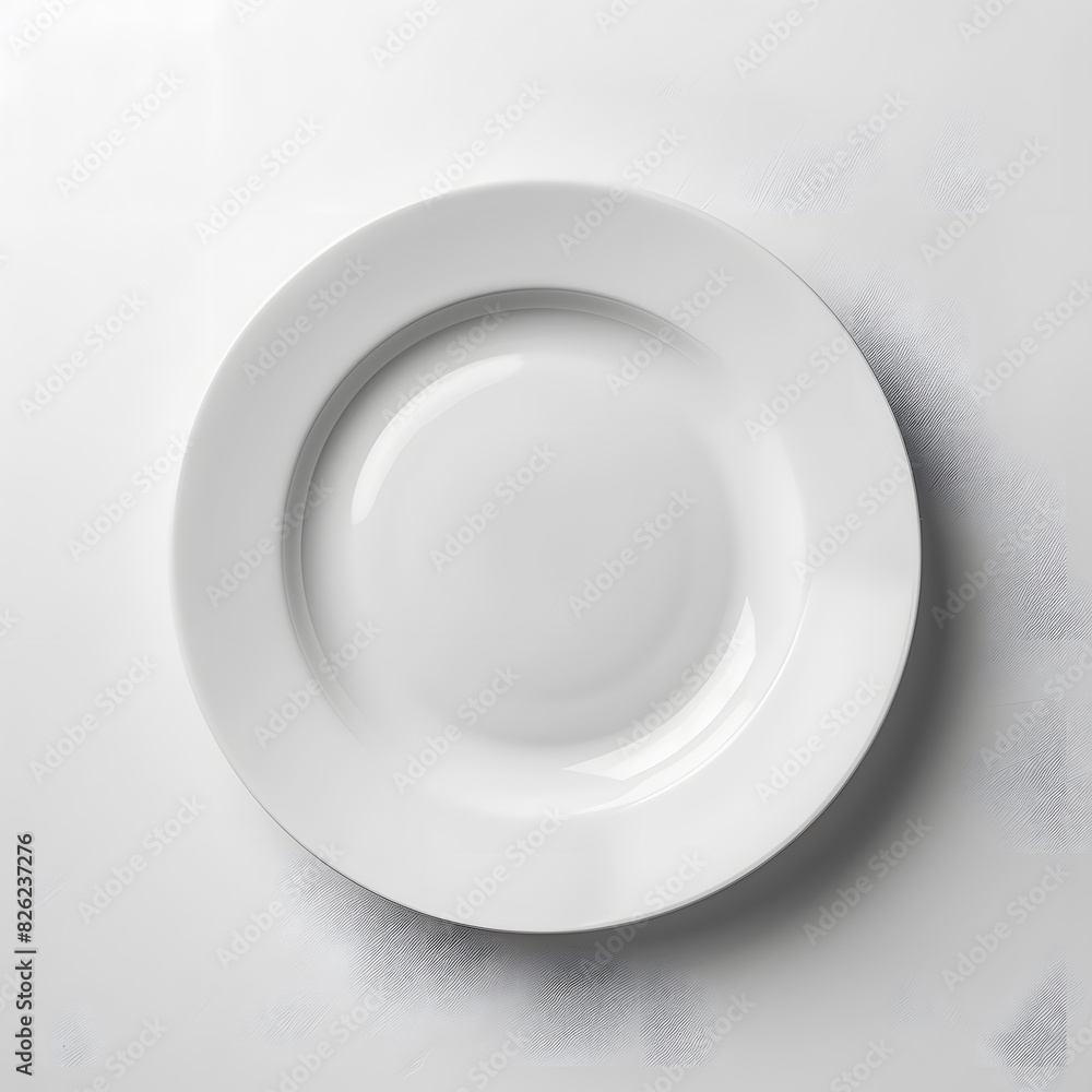 Empty white plate top view mock up isolated on a white background Empty white plate top view mock up isolated on a white background