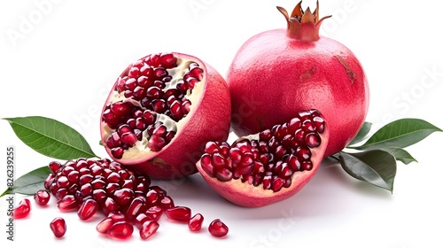 Ripe Pomegranates on White Background
