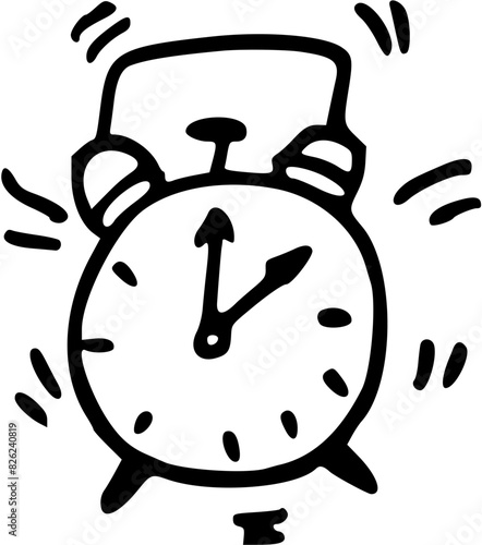Alarm clock Graduation concept doodle icon. Perfect for university, school poster, flyer, web, textile design. Vector illustration. 
