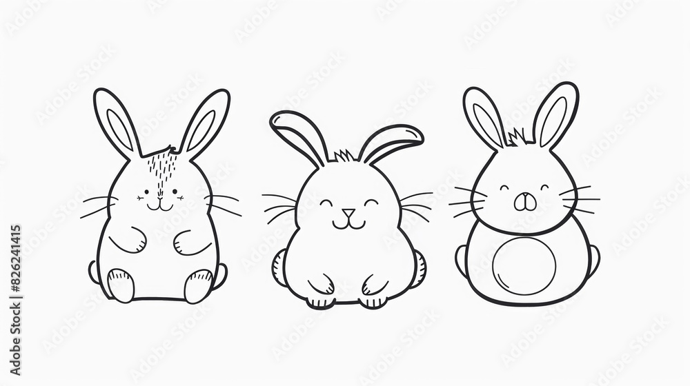 Rabbit. Line drawing of cute animal. Baby nursery art. Rabbit. Line drawing of cute animal. Baby nursery art.