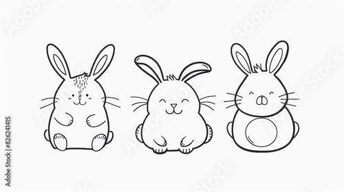 Rabbit. Line drawing of cute animal. Baby nursery art.