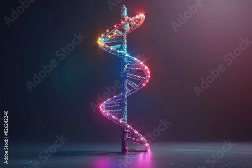 A spiraled DNA model under spotlight, showcasing the elegance and complexity of genetic structures