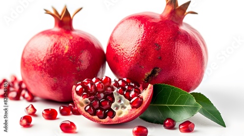 Ripe Pomegranates on White Background