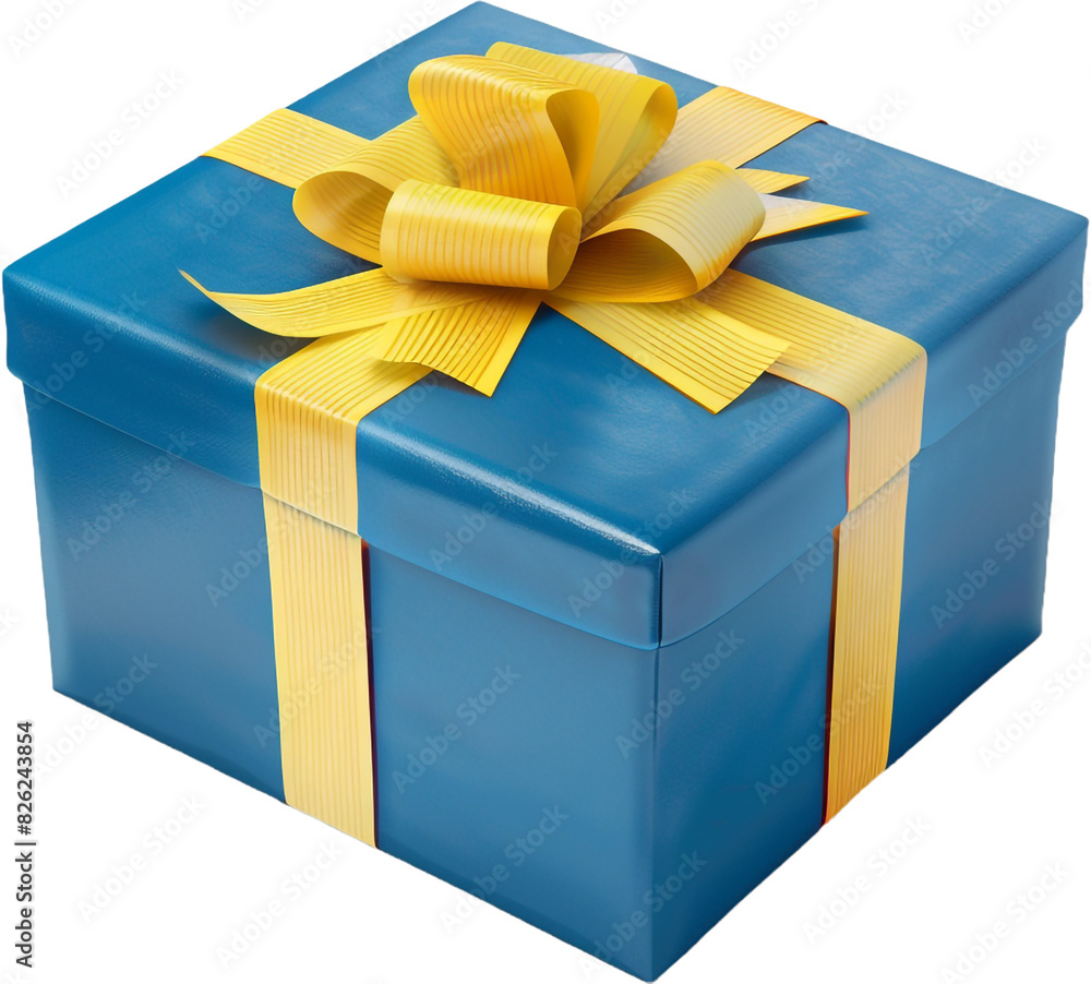 blue gift box with yellow ribbon isolated on transparent background blue gift box with yellow ribbon isolated on transparent background