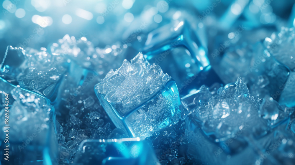 Crystal clear ice cubes as background, top view. Crystal clear ice cubes as background, top view.
