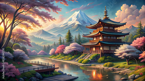 Japanese 4k drawing landscape