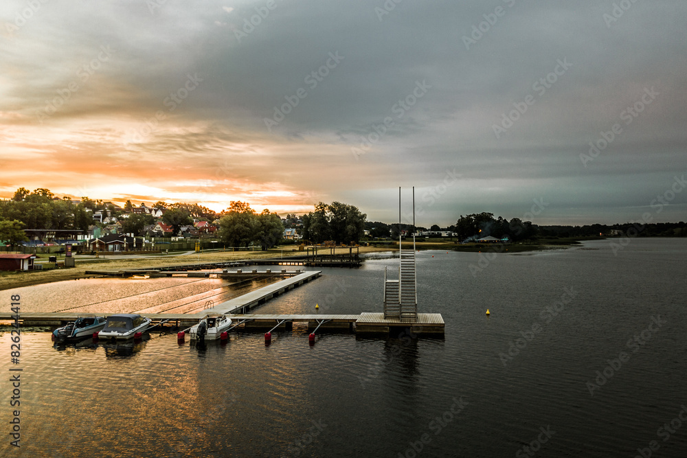 Fototapeta premium sunset over the lake in Estonia