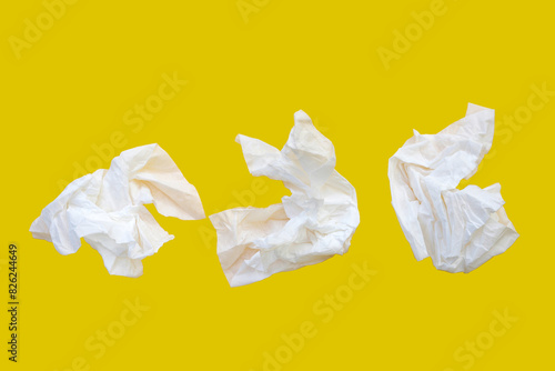 Facial tissue on blue background.