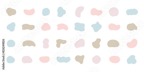 Material set of loose hand-drawn circles and ovals in natural colors photo