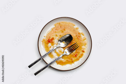 Dirty dish, cleaning cooking utensils concept